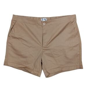 Just Be Chino Shorts Size 1X Khaki 2 Front Pockets Flat Front Elastic Back Waist